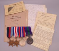 A set of WWII medals (1939-45 War Medal, another with Palestine 1945-48 bar,