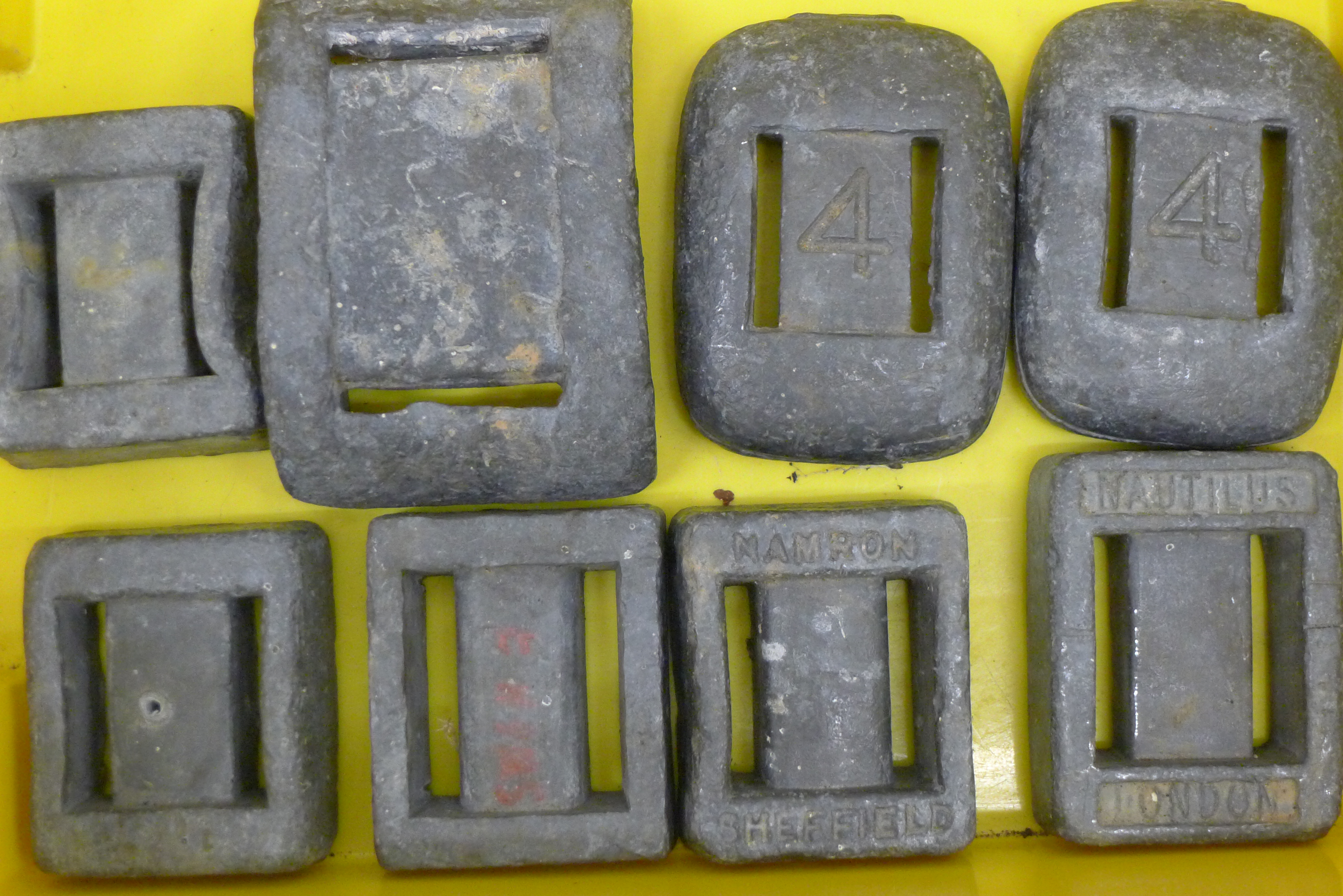 A small quantity of lead divers weights.
