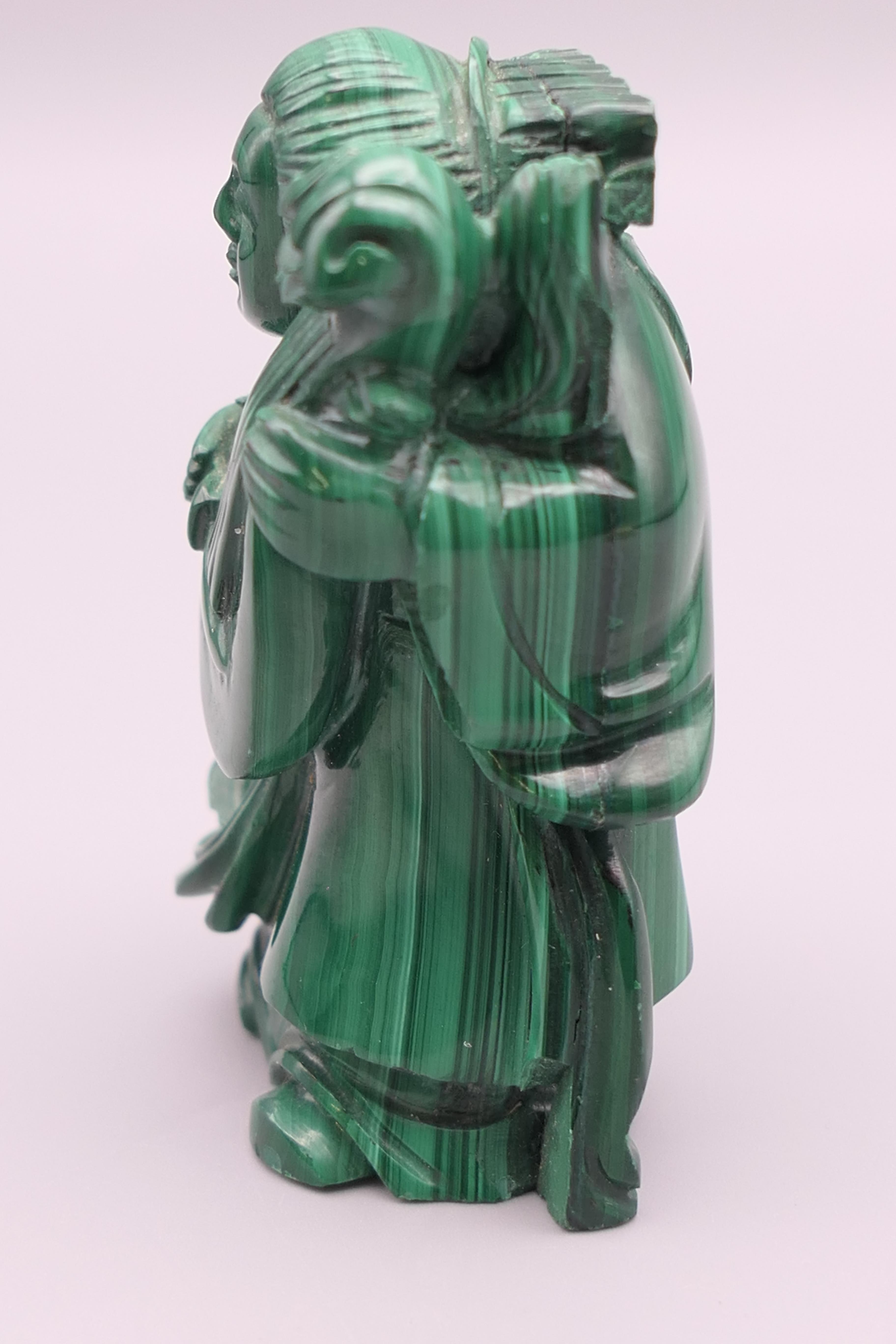 A Chinese malachite figure. 6.5 cm high. - Image 4 of 5