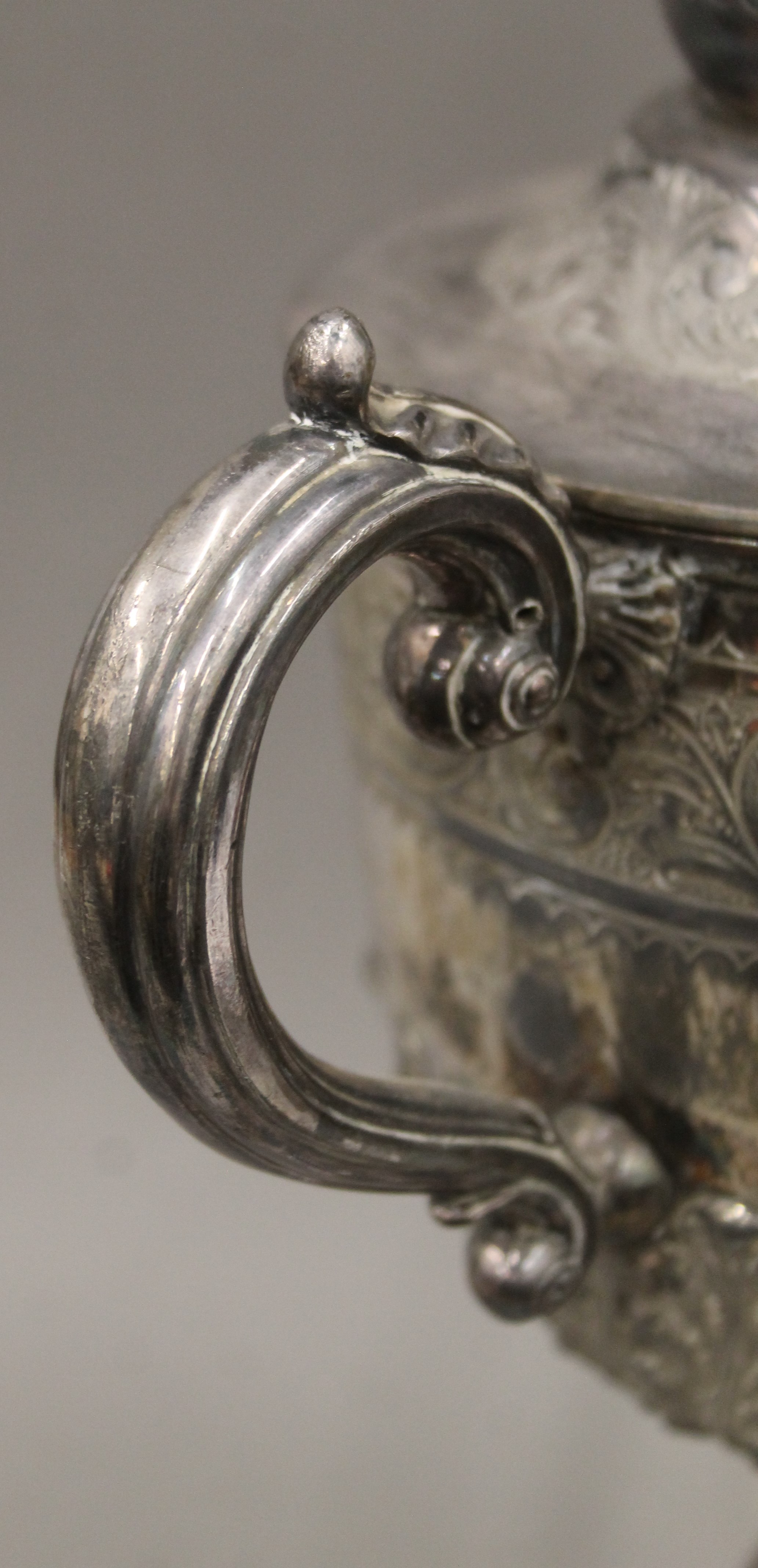A silver plated lidded trophy cup. 45 cm high. - Image 4 of 6