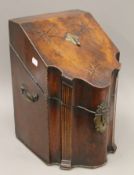 A 19th century inlaid mahogany knife box. 37 cm high.