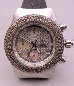 A gentlemen's Aqua Master wristwatch with diamond set bezel. 4 cm wide.
