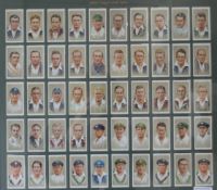 A framed collection of John Player and Sons cigarette cards depicting cricketers of 1934.