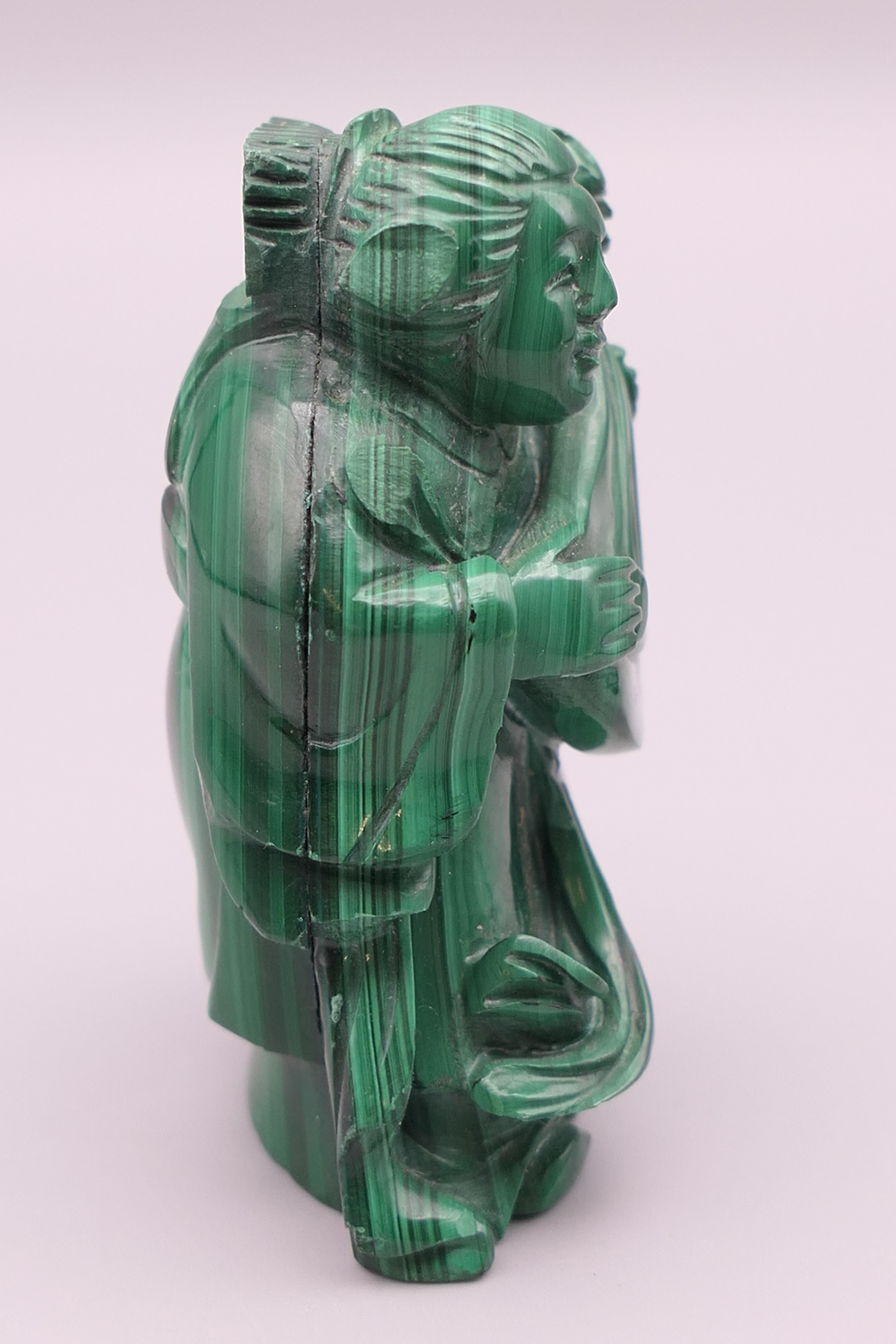 A Chinese malachite figure. 6.5 cm high. - Image 3 of 5