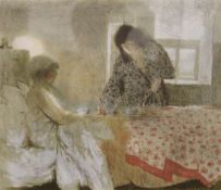 BERNARD DUNSTAN RA (1920-2017) British, Tea in Bed, limited edition print, numbered 143/240,