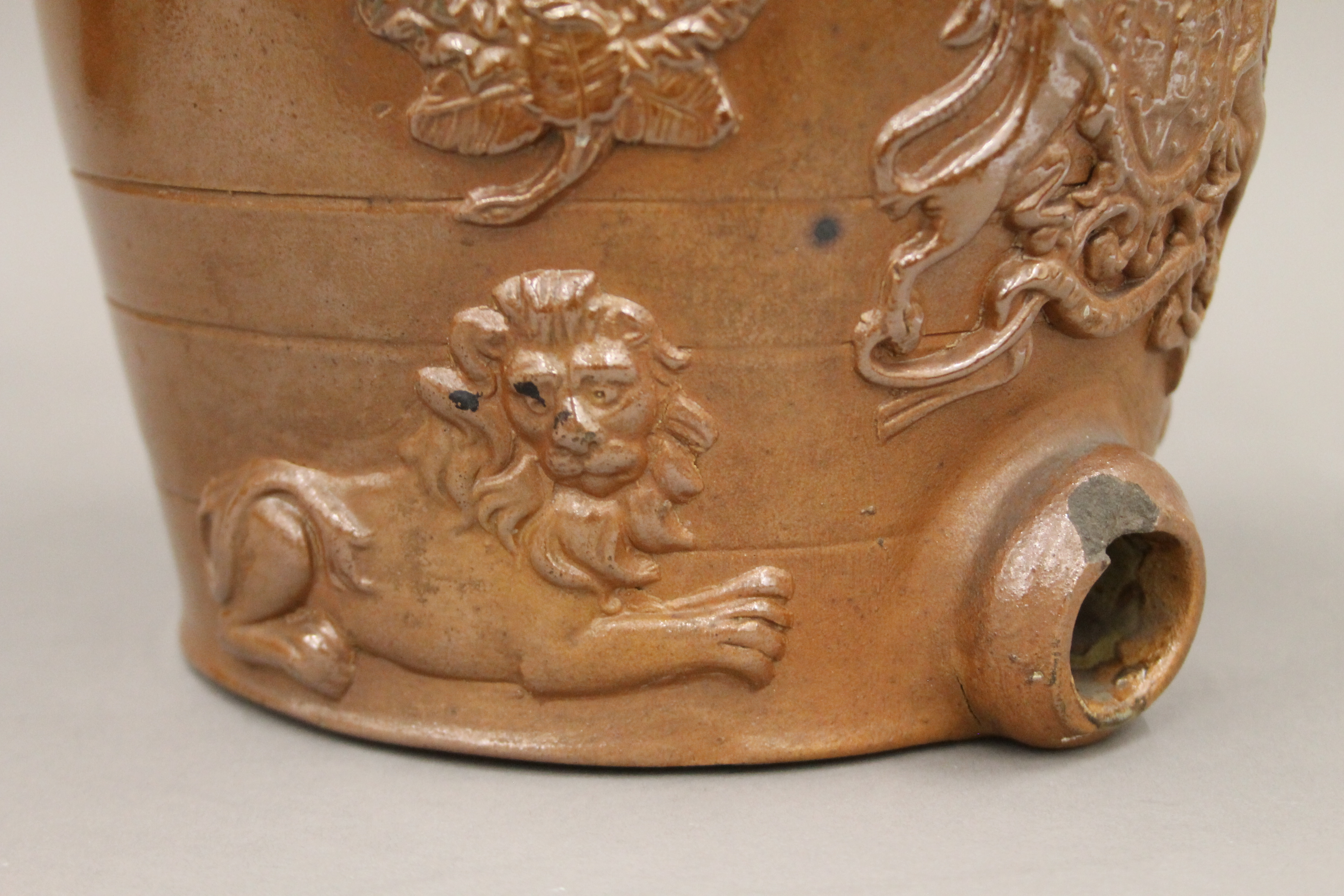 A Victorian pottery spirit barrel. 26 cm high. - Image 5 of 5