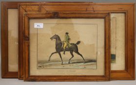 Four 19th century French coloured engravings, each of an Equine Scene, each framed and glazed.