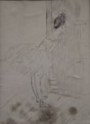 Attributed to JEAN-LOUIS FORAIN (1852-1931) French, Ballerina, pen and ink. 16 x 21.5 cm.