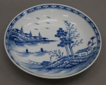 A Worcester blue and white porcelain saucer. 12 cm diameter.