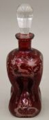 A Bohemian glass decanter. 26 cm high.