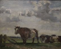 Attributed to EDWARD SEAGO RBA ARWS RWS (1910-1974) British, Study of Cattle, oil on panel, framed.