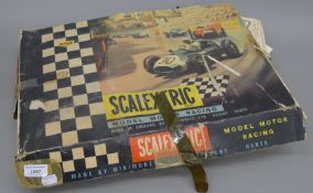 A Scalextric racing set.