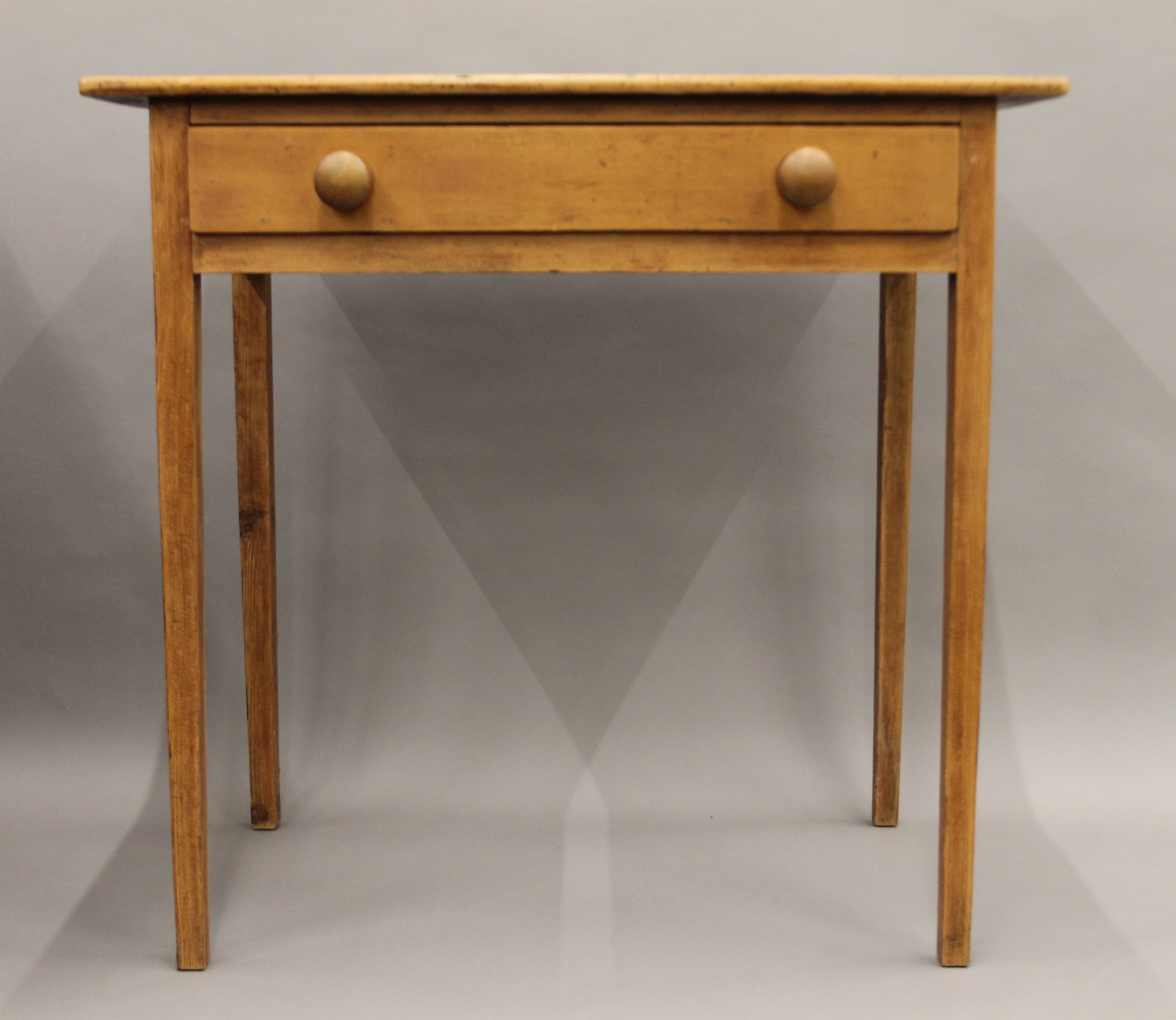 A 19th century pine single drawer table. 78 cm wide. - Image 2 of 6