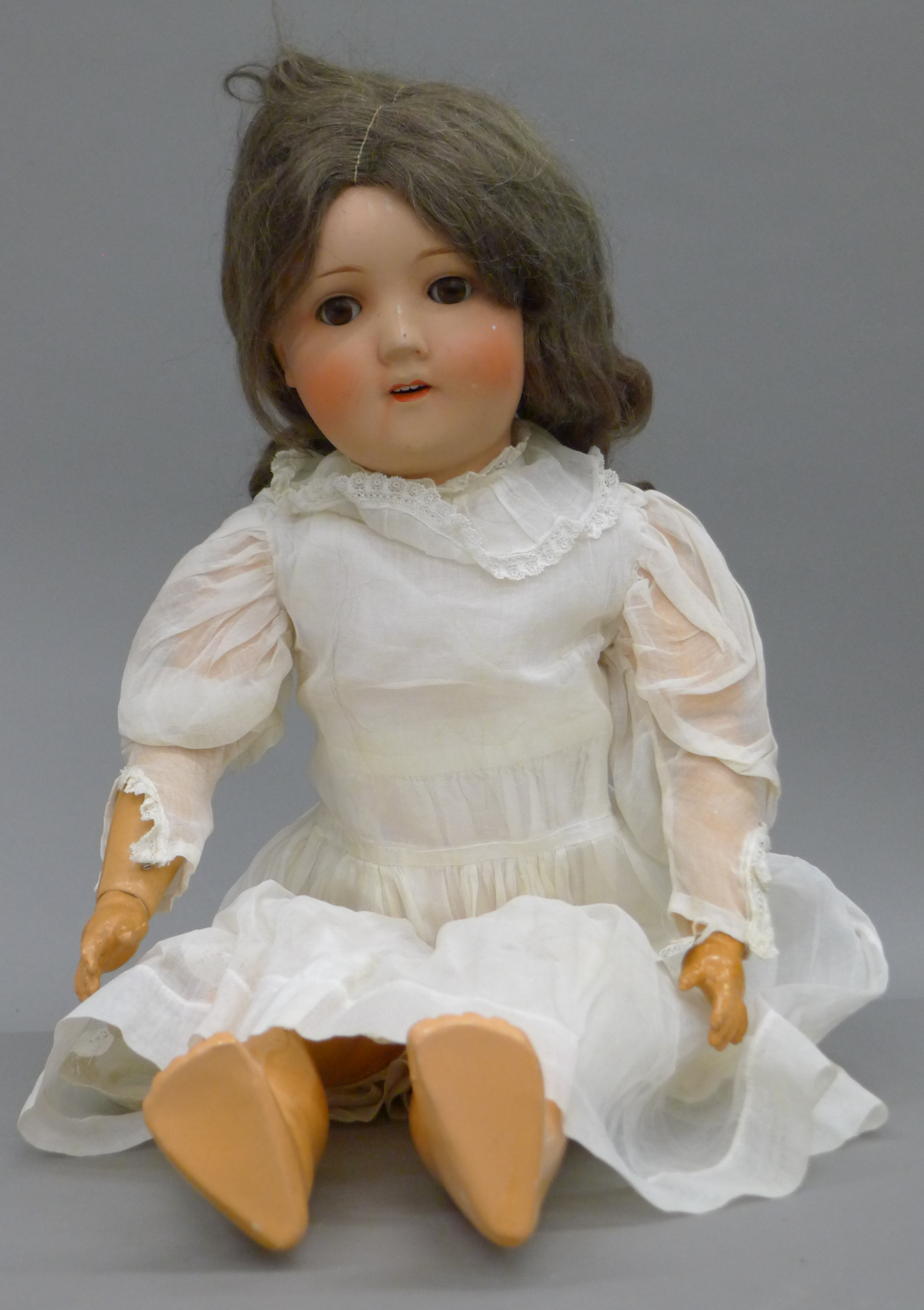 Three 19th century bisque headed dolls and a later doll. - Image 2 of 6