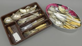 A quantity of plated cutlery.