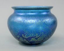 A blue Art glass bowl. 12 cm high.