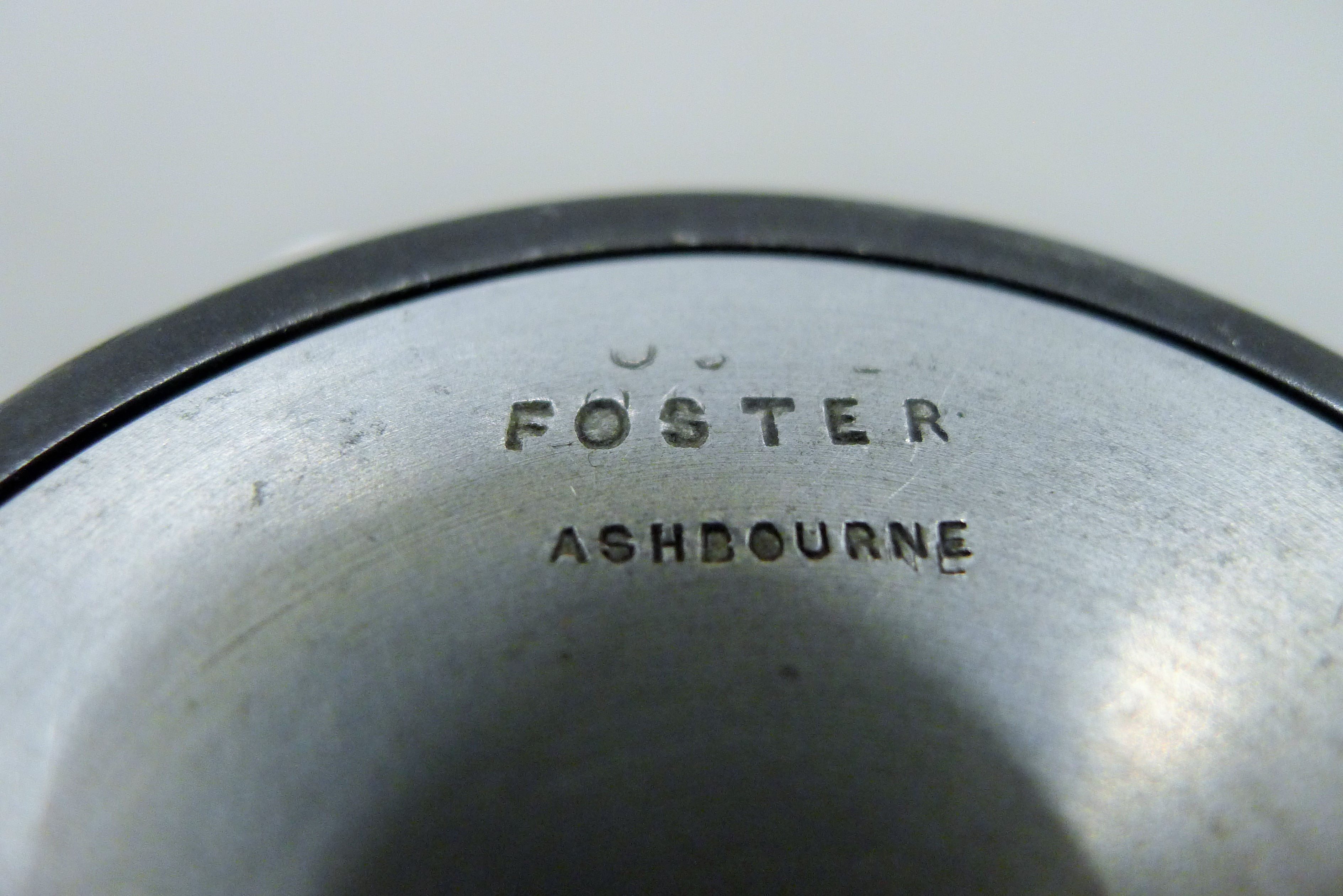 A 2 5/8'' diameter Foster of Ashbourne trout fly reel, alloy with brass foot and horn handle. - Image 4 of 4