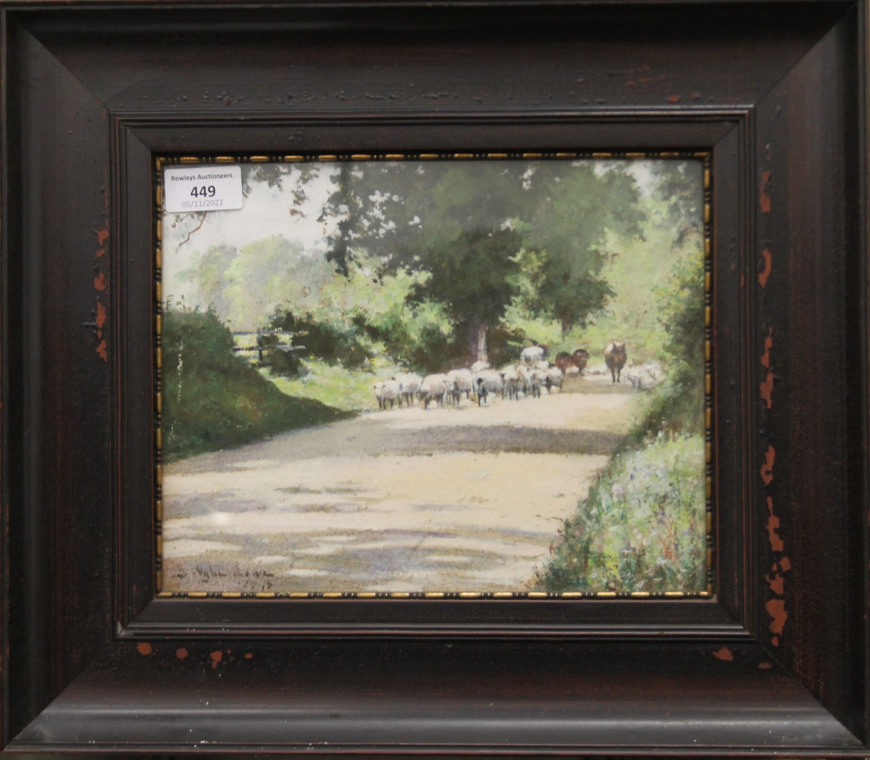 ISABELLA WYLIE LOWE, Sheep on a Path, watercolour, signed and dated 1915, framed and glazed. - Image 2 of 3