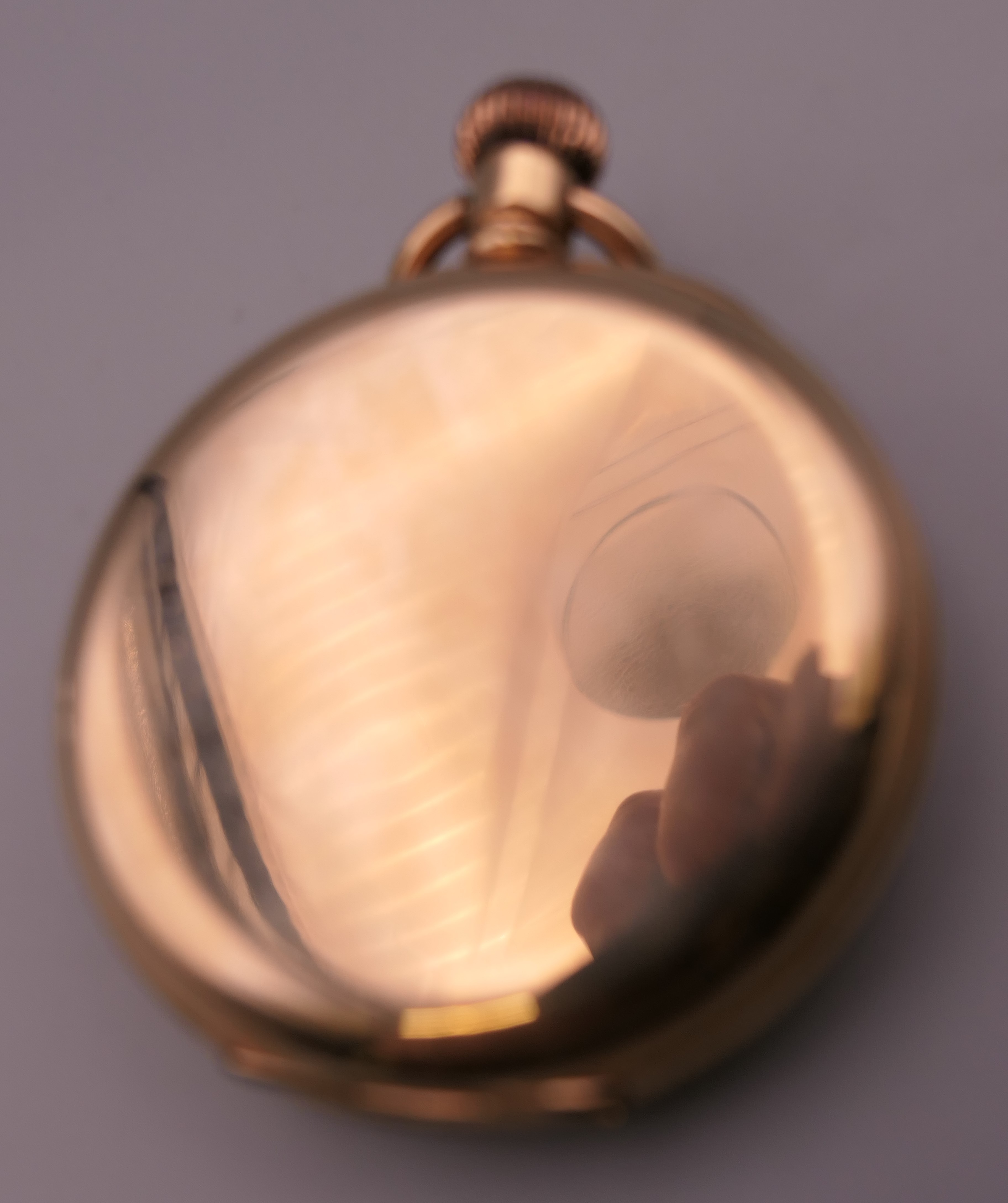 A gold plated half hunter pocket watch. 5 cm diameter. - Image 2 of 8