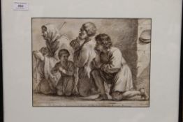 F BARTOLOZZI (18th century), Praying Figures, engraving, framed and glazed. 30 x 23 cm.