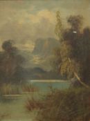 19TH CENTURY SCHOOL, Mountainous River Landscape, oil on canvas, indistinctly signed, framed.