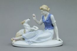 A Royal Doulton Bedtime figurine and a Continental porcelain figurine. The former 14.5 cm high.