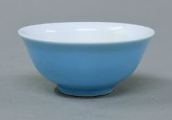 A small Chinese blue porcelain bowl. 7.5 cm diameter.