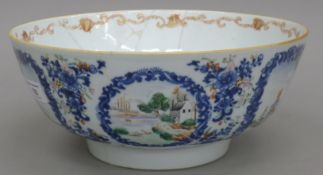 An 18th century Chinese porcelain punch bowl. 29.5 cm diameter.