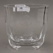 A 1960s Swedish cut glass and engraved Orrefors vase, signed and numbered. 15 cm high.