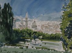 ALAN HALLIDAY (born 1952), Santo Spirito from the Boboli Gardens, Florence, watercolour, dated 1986,