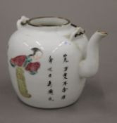 A 19th century Chinese porcelain teapot. 9 cm high.