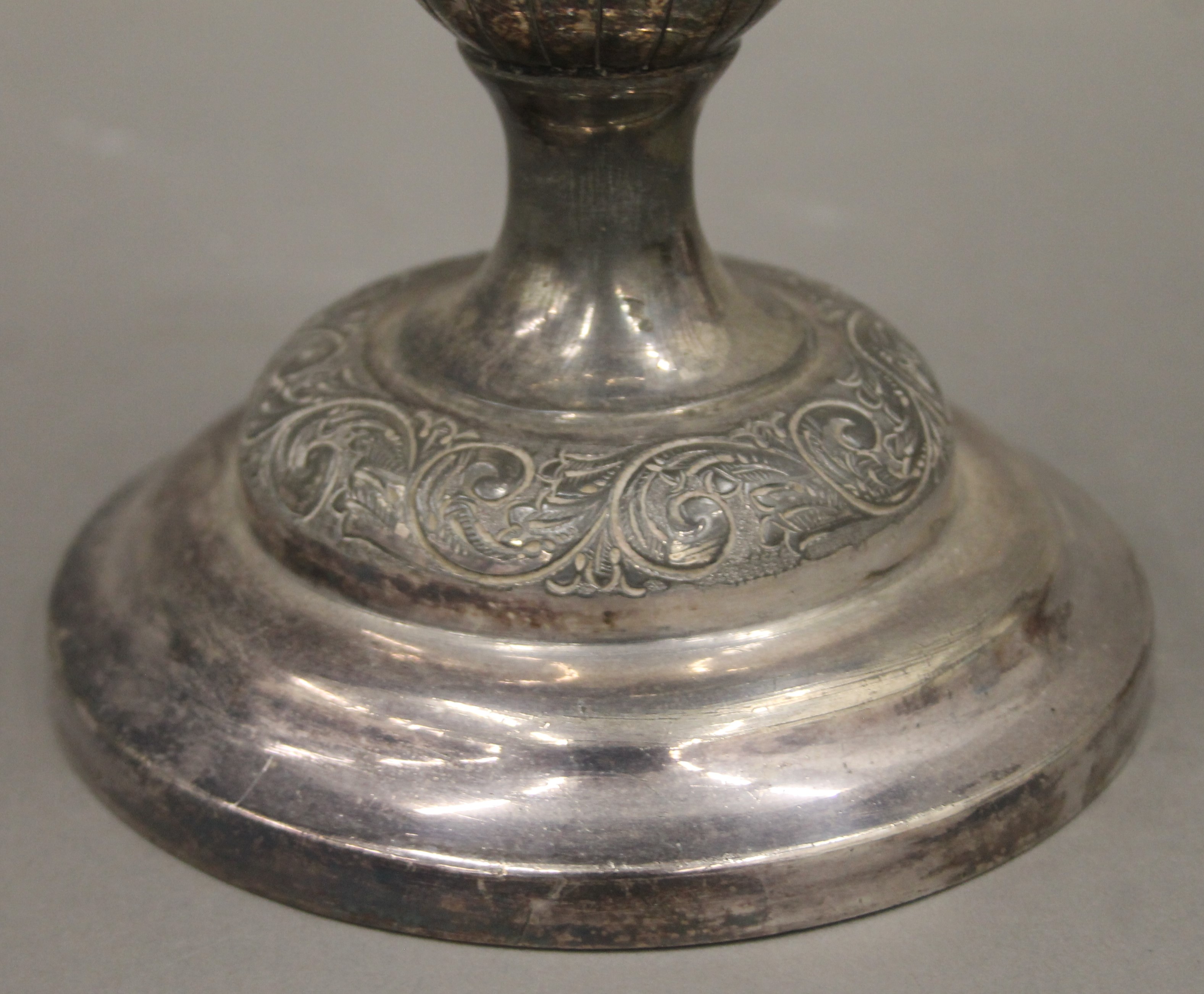 A silver plated lidded trophy cup. 45 cm high. - Image 5 of 6