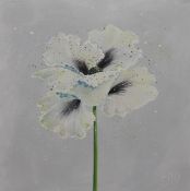 A set of three modern decorative oils on canvas, each depicting a flower, initialled C.A.