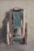 MICHAEL HEINDORFF (born 1949) German, two folded deck chairs, oil on board, framed. 22.5 x 33 cm.