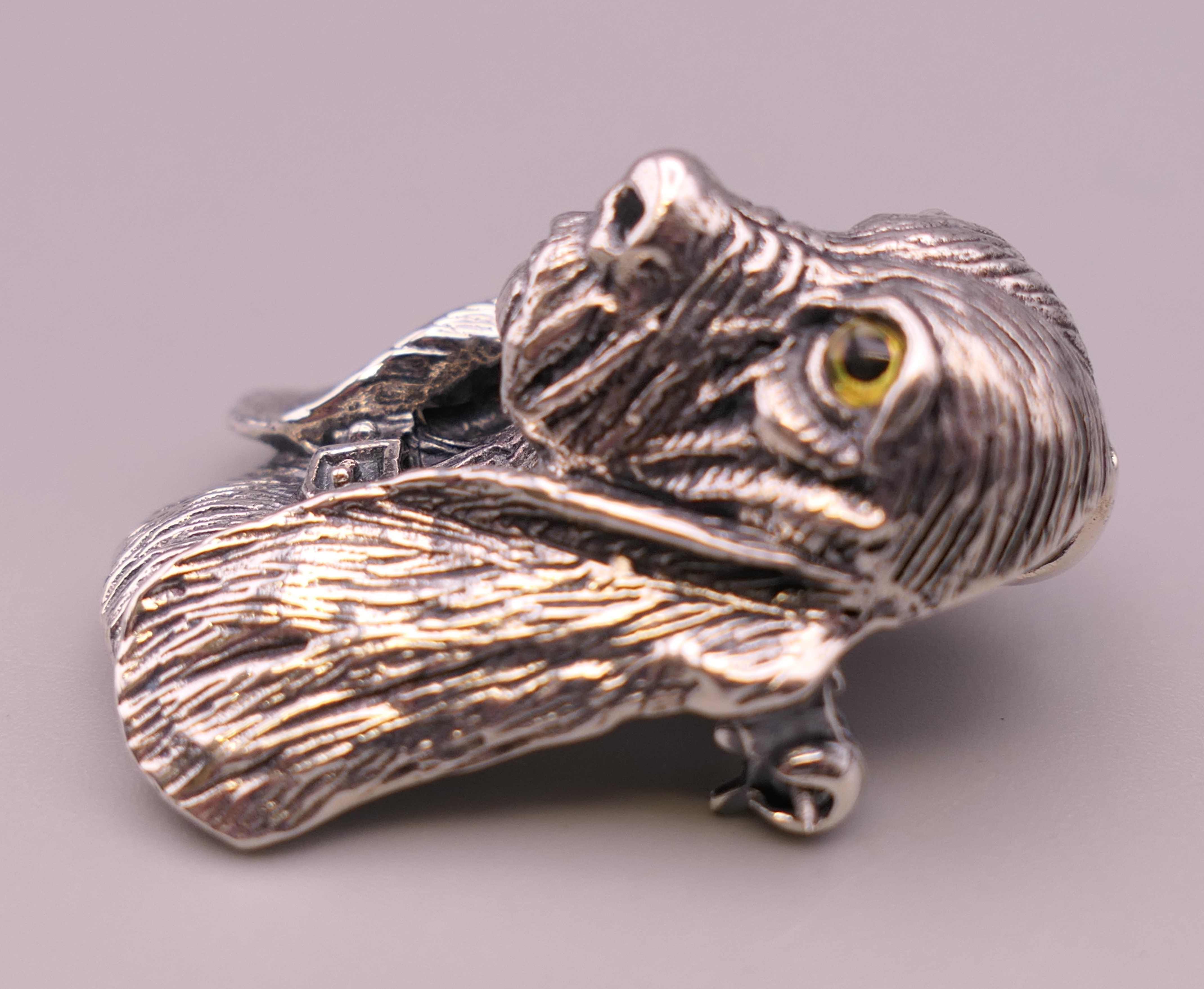 A silver dog form brooch. 3.5 cm high. - Image 3 of 3