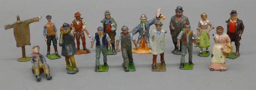 A collection of Britain's lead farmer figures, etc.