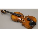 A mid-19th century English full size violin, a label to the interior '' William Beale, Maker,