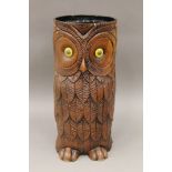 An early 20th century stick stand formed as an owl. 56.5 cm high.