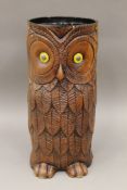 An early 20th century stick stand formed as an owl. 56.5 cm high.