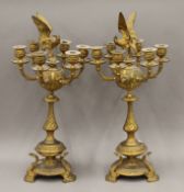 A pair of 19th century gilt bronze candelabra. 60 cm high.