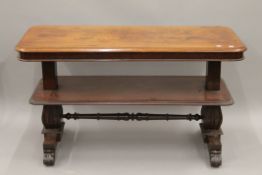 A 19th century mahogany metamorphic dumb waiter. 130 cm long.