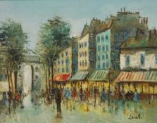 Parisian Street Scene, oil on canvas, indistinctly signed ZARATTI, framed. 49 x 39 cm.