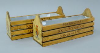 A pair of wooden Harrod's boxes. 35 cm wide.