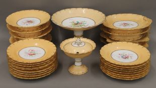 A 19th century florally decorated porcelain dessert service.