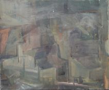 HINCHCO, Abstract Landscape, oil on canvas, unframed. 76 x 63.5 cm.