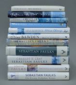 A box of first editions by Sebastian Faulks and Nina Bawden.