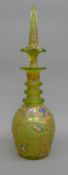 A large 19th century green glass and enamelled decanter and stopper made for the Turkish Market.