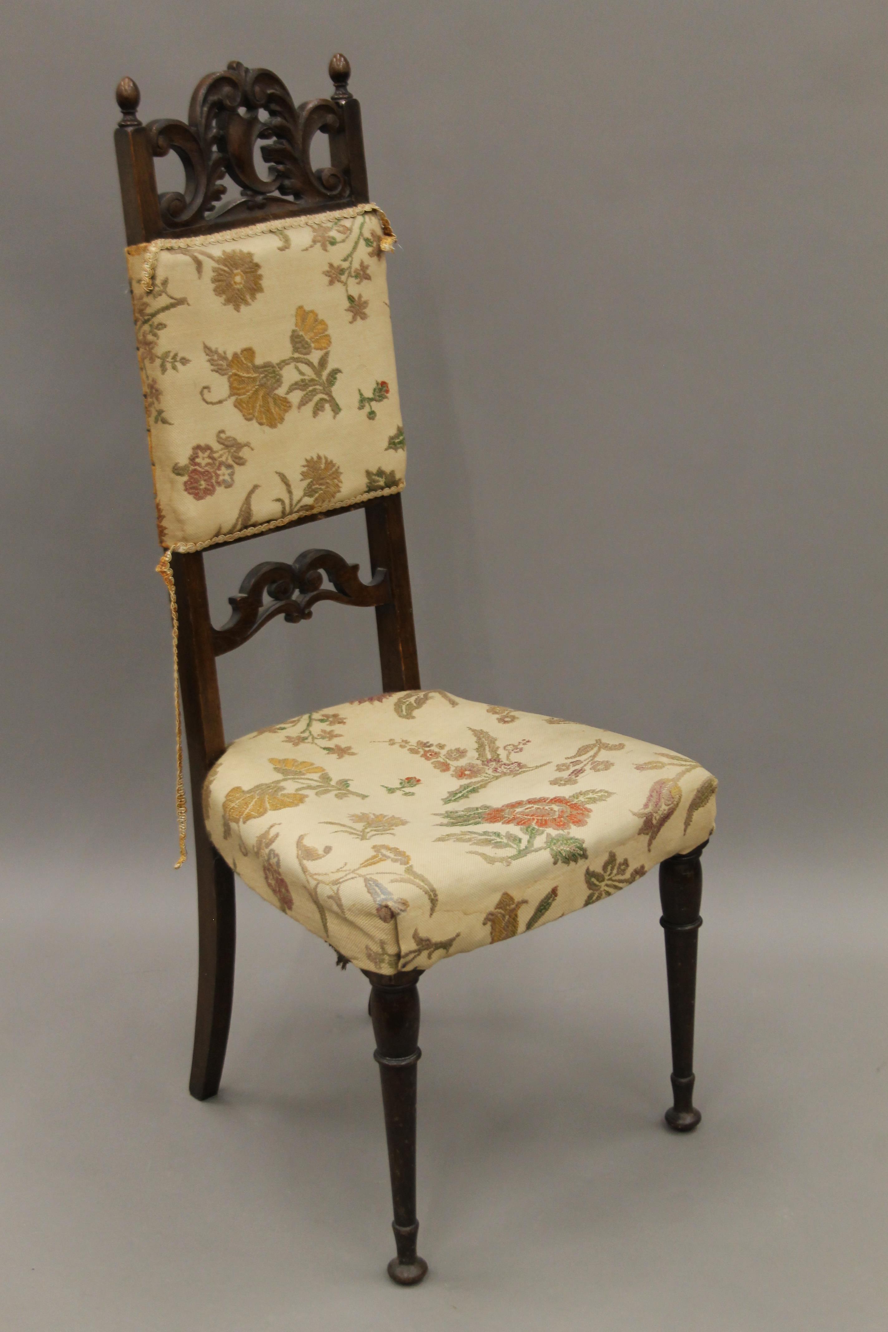A 19th century mahogany open arm chair and three other various chairs. The former 62 cm wide. - Image 5 of 6