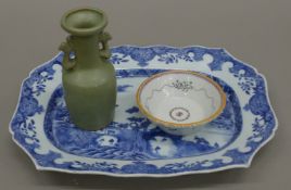 An 18th century Chinese blue and white porcelain dish,
