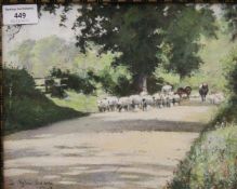 ISABELLA WYLIE LOWE, Sheep on a Path, watercolour, signed and dated 1915, framed and glazed.